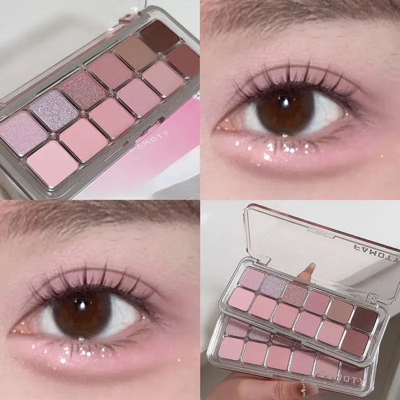 12 สีความอิ่มตัวต่ำ Matte Eyeshadow Palette ชา Apricot Earth Tones Long Lasting Pearlescent Matte Eye แต่งหน้าสำหรับทุกวันใช้ — image 10
