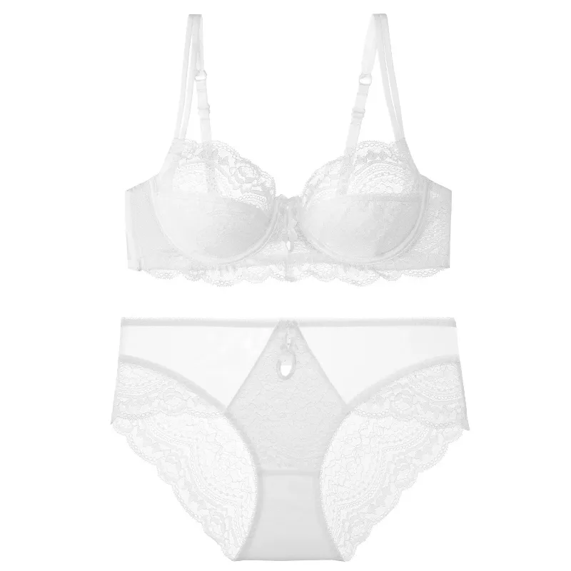 트렌디 레이스 Minimizer 란제리 세트 드 컵 큰 가슴 대형 얇은 컵 Underwire Anti Saging Comfy No Show 여성 속옷 — image 3