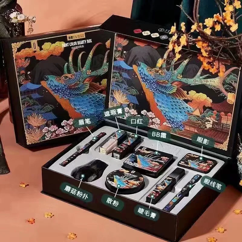 Coffret de maquillage de noël, coffret cadeau BB crème, rouge à lèvres, Eyeliner, fard à paupières, crayon à sourcils, beauté, cosmétiques, cadeau de vacances