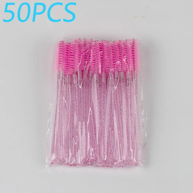 50 stk krystalstang engangsøjenvippebørster Øjenvippekam Øjenbrynskam Øjenvippekrølle Spiral Bærbar makeupbørste til flere formål — image 8