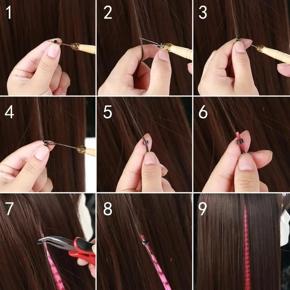 Estensioni dei capelli con piume sintetiche colorate 16 pollici 10 pezzi/pacco blu viola per le donne Parrucchino di piume Zebra Line — image 5