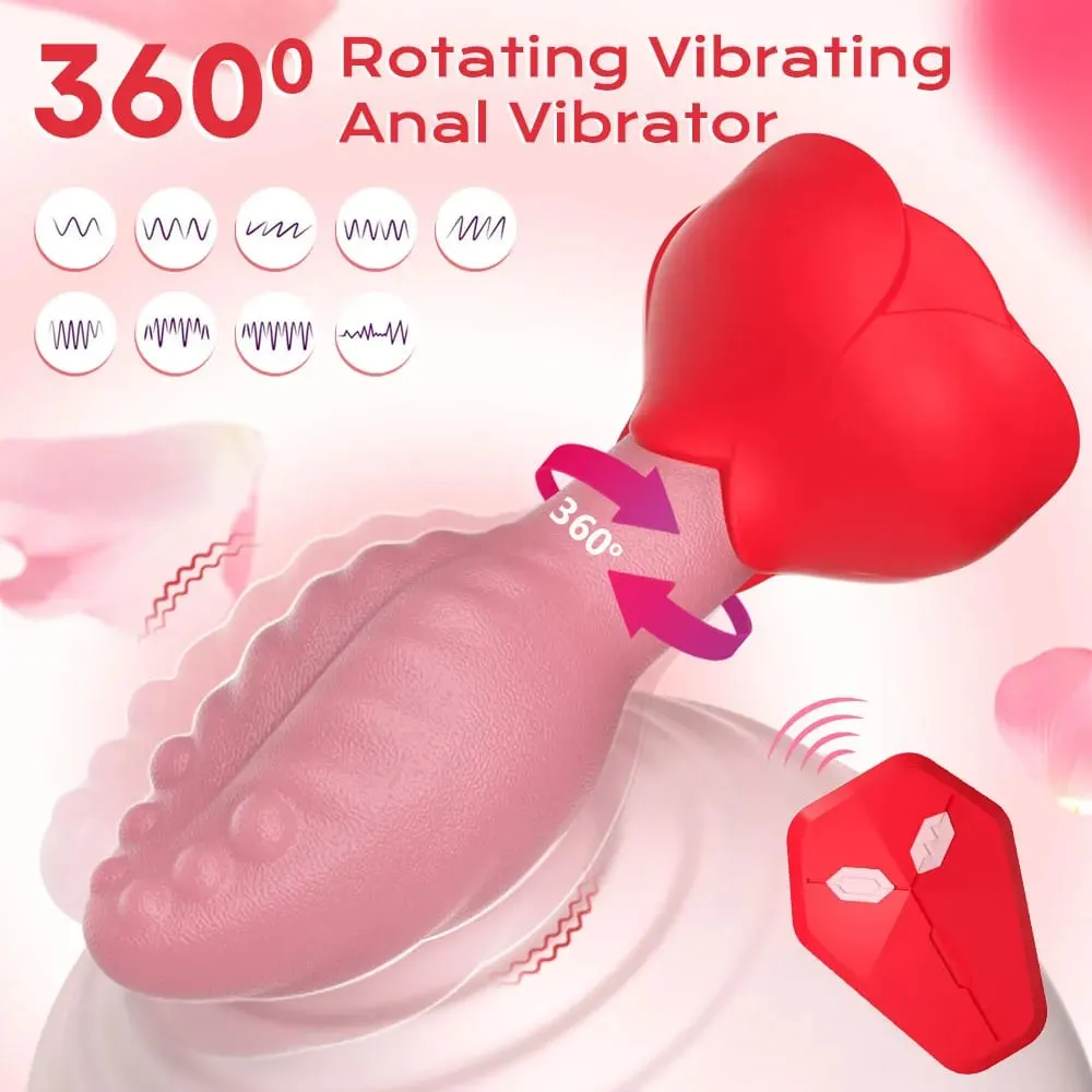 Fernbedienung 360 ° Rotation Wackeln Zunge Vibrator Rose Butt Plug für Männer Prostata Massagegerät Erwachsene Sex Spielzeug für Frauen männer Homosexuell — image 3