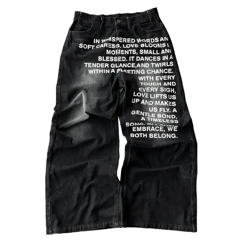 American Retro Patterned Alphabet Men Jeans Personalized Street Clothing Y2K Goth Men and Women Fashion Casual Pants — image 8