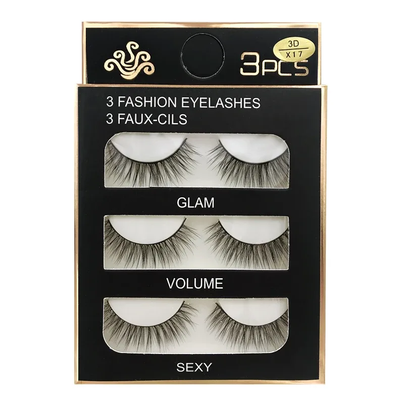 Faux Cils 3 paires de Faux Cils naturels longs en vison 3D, doux, moelleux, vaporeux, faits à la main, outils de maquillage pour les yeux, Maquiagem — image 23