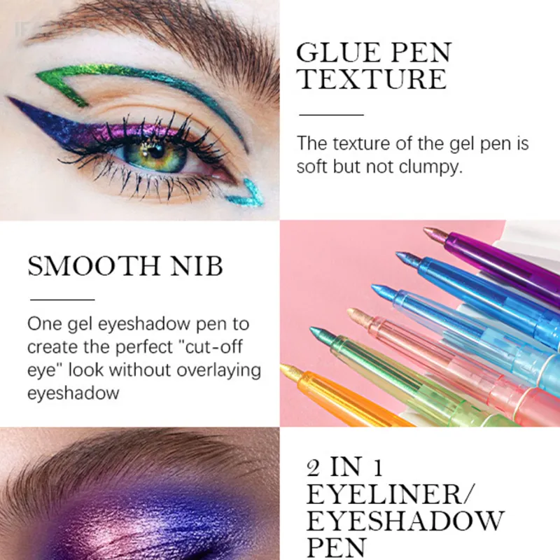 Pena Gel Eyeliner Kuning Metalik Bunglon Berkilau Eyeshadow Multiwarna Eye Liner Mutiara Terpolarisasi Glitter Pigmen Mata Makeup — image 4