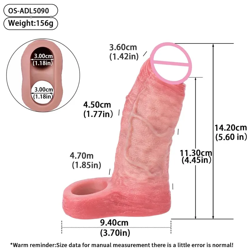 7.2in สมจริงอวัยวะเพศชาย Reusable อวัยวะเพศชายกับแหวนซิลิโคนอวัยวะเพศชาย Enlarger ชายผู้ใหญ่ของเล่นสำหรับชาย — image 10