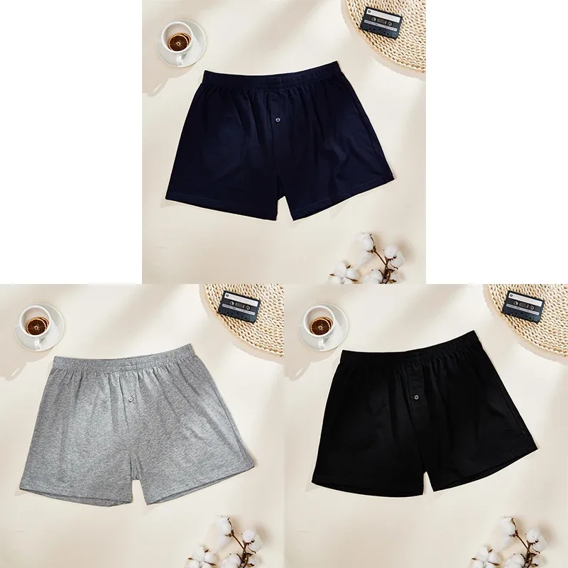 3PCS Cotton Soft Aloe Pants Breathable Comfortable Men's Underwear Home Leisure Loose Men's Panties Soft Seamless Boxer Briefs