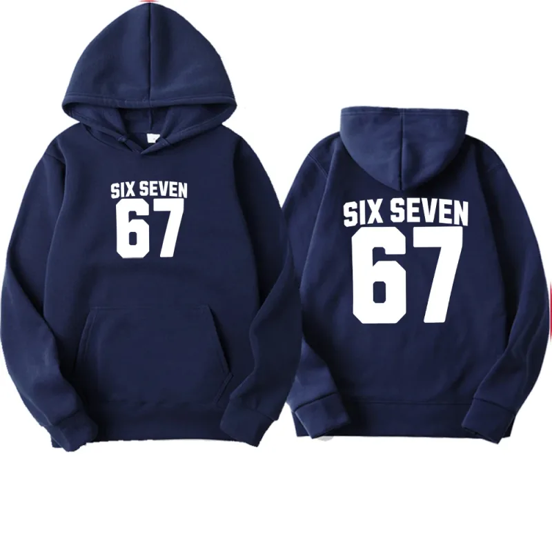 Felpa con cappuccio da uomo Six Seven 67 Numero Lettera Felpa pullover con stampa fronte-retro Manica lunga Allentata Casual Top con cappuccio Streetwear — image 8