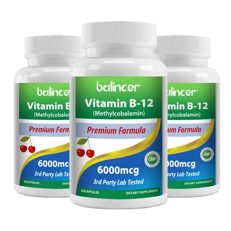Doplněk vitamínu B12 6000 mcg - Energie Mozek Paměť Nálada Funkce srdce Podpora nervového a imunitního systému 30/60/120 tobolek — image 10