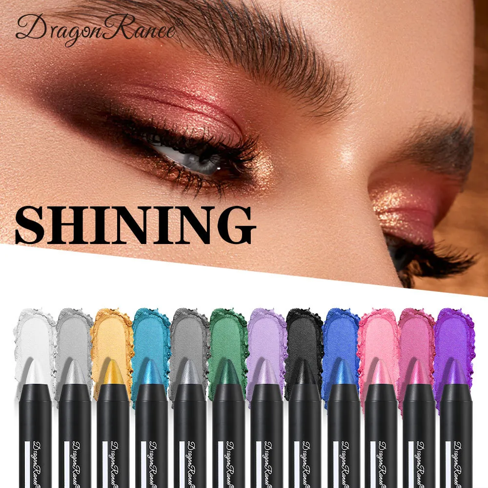 Smoky Dark Green Eyeshadow Pencil Stick Waterproof Pearlescent 12 Colors Metallic Glitter Eye Shadow Highlighter Pen Makeup Tool — image 3