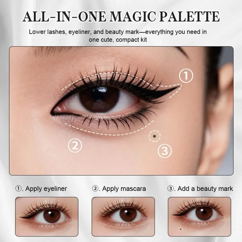 Kit di timbri per trucco per occhi Bellezza di lunga durata Timbro per ciglia inferiori Eyeliner e set di talpa Set di applicazioni antiscivolo per trucco per occhi