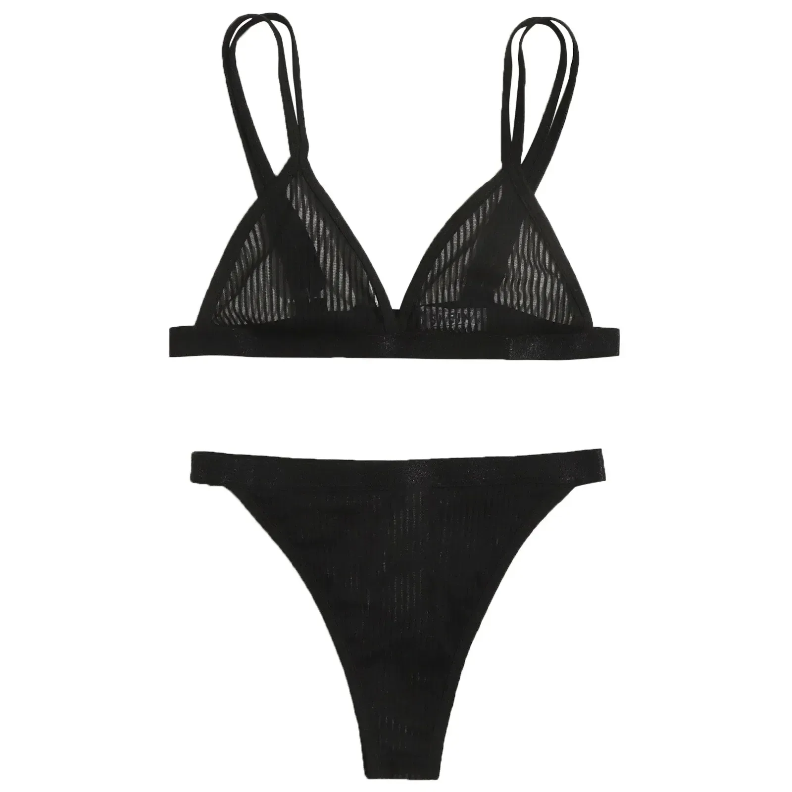 Set reggiseno da donna in tinta unita per donna Set lingerie con ferretto 2 pezzi Set tracolla sottile femminile in due pezzi Reggiseno + slip senza cuciture — image 3