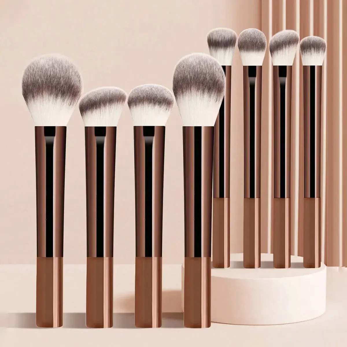8-teiliges multifunktionales Make-up-Pinsel-Set mit langem Griff, Kunsthaar, für Puder, Rouge, Foundation, Kontur, Gesicht, Kosmetik, Make-up-Werkzeug — image 1