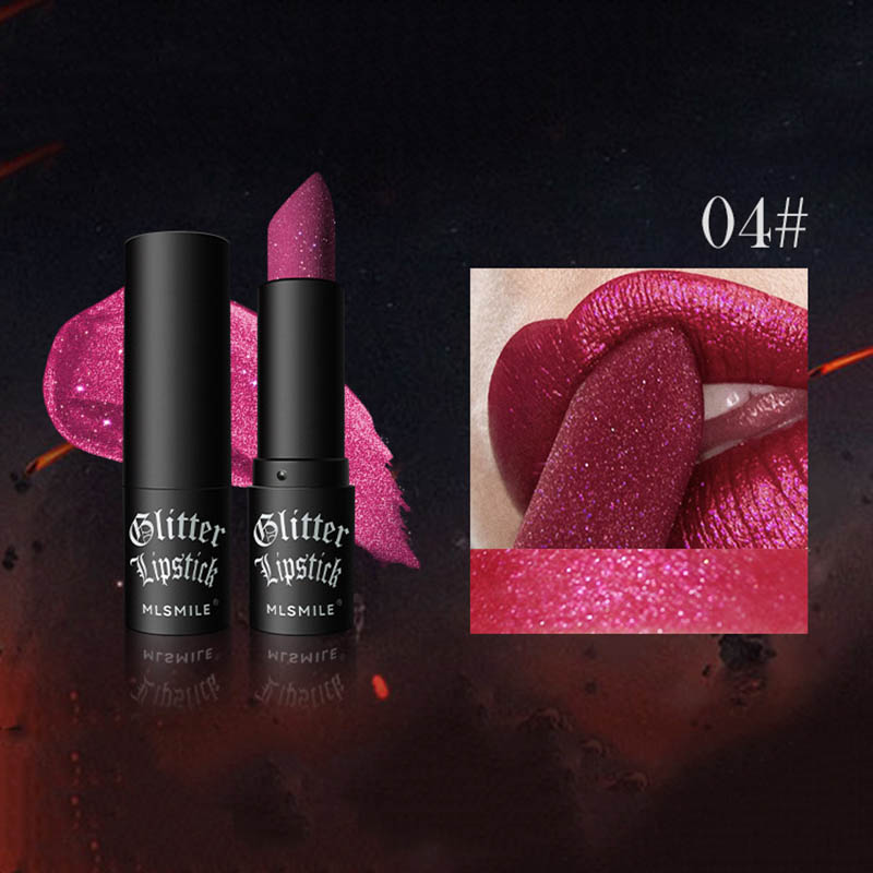 Rossetto glitterato 6 colori Impermeabile a lunga durata Diamante Rossetto metallizzato perlescente Lucidalabbra nero Labbra da donna Trucco cosmetico — image 8