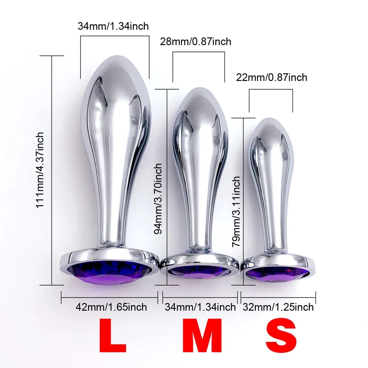 1 ชิ้นโลหะ Anal Plug สามขนาดอัญมณีฐานนวด G-Point ผู้ใหญ่ Pleasure Sex Toy สำหรับ Sexual Wellness — image 4