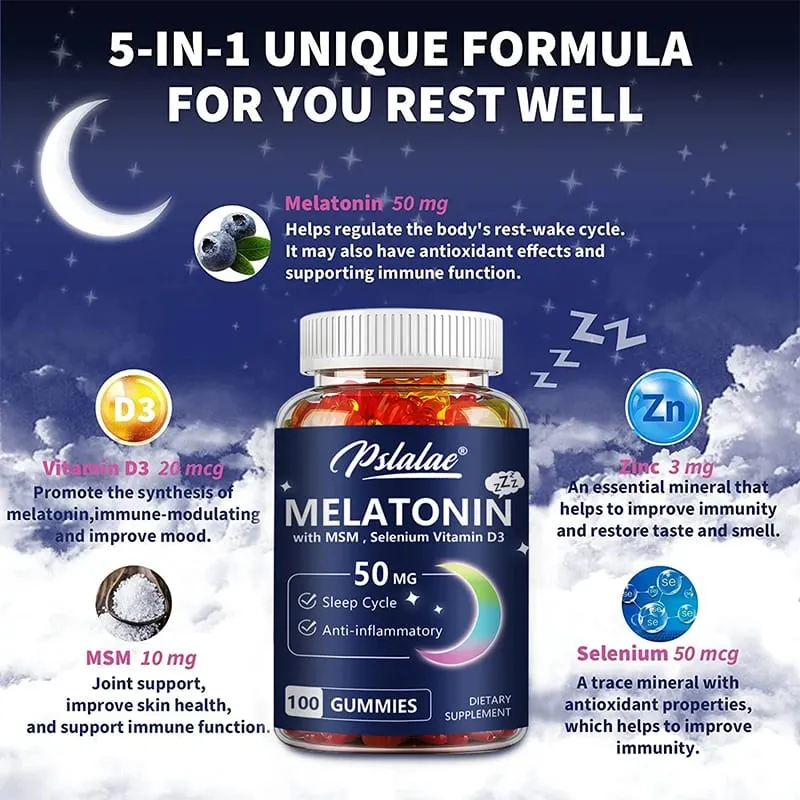 Gomas de melatonina 50mg - Ajudam a dormir, melhoram a qualidade do sono e apoiam o sono profundo
