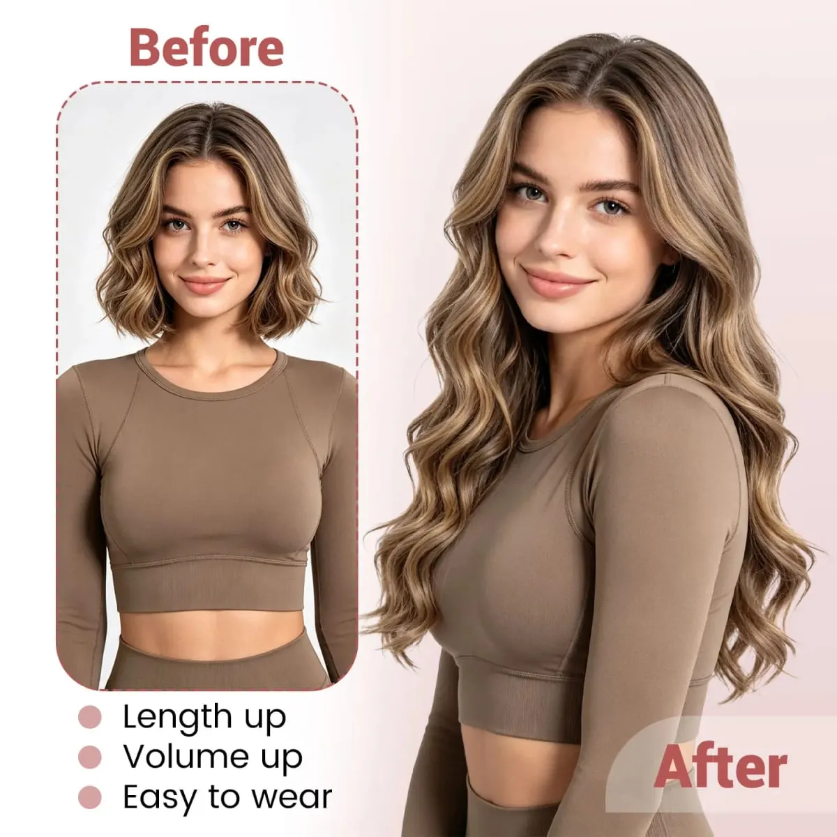 Synthetic clip in hair extensions 5 clips in one piece high temperature fiber wavy hairpieces for women daily party holiday — image 7