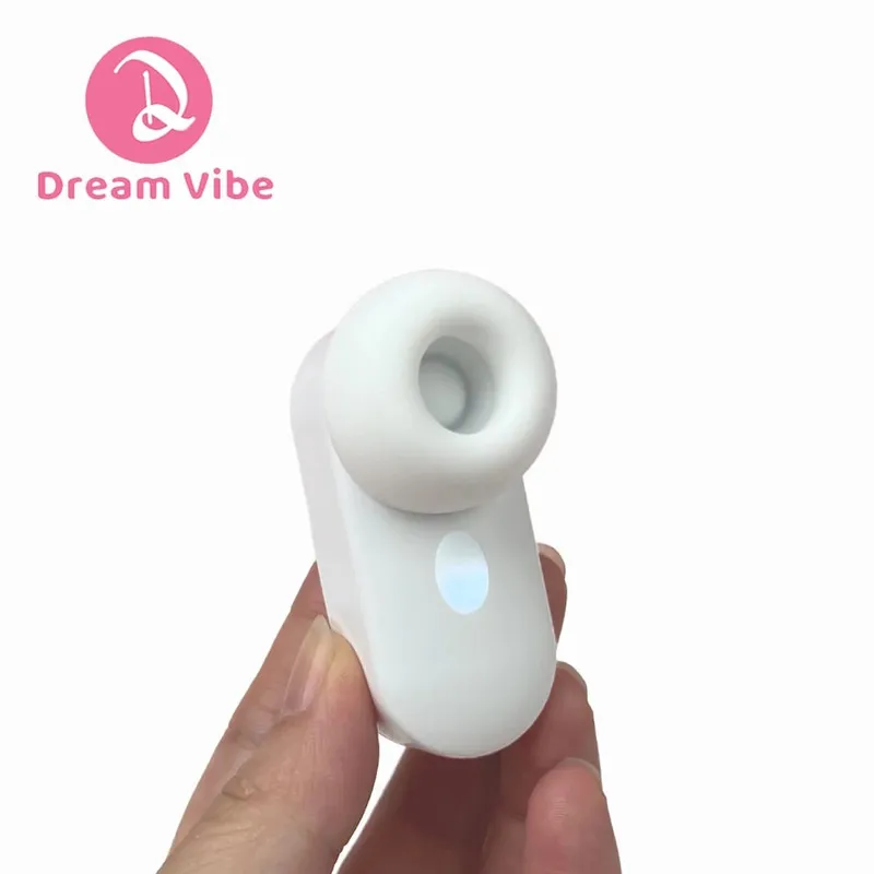 Dream Vibe Echo 2-v-1 Mini přísavka do uší ve tvaru žlutého vibrátor na klepání a sání Sexuální hračka pro ženy Masážní přístroj bradavek klitorisu