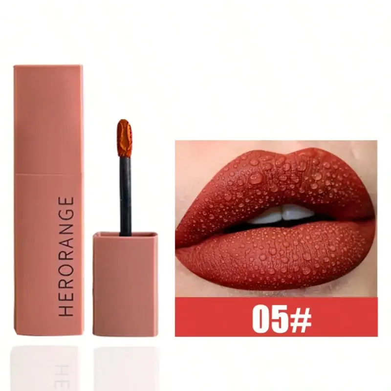 Herorange Velvet Matte Lip Mud – Langanhaltender, nicht verblassender, studentenfreundlicher Lippenstift mit mattem Finish — image 7