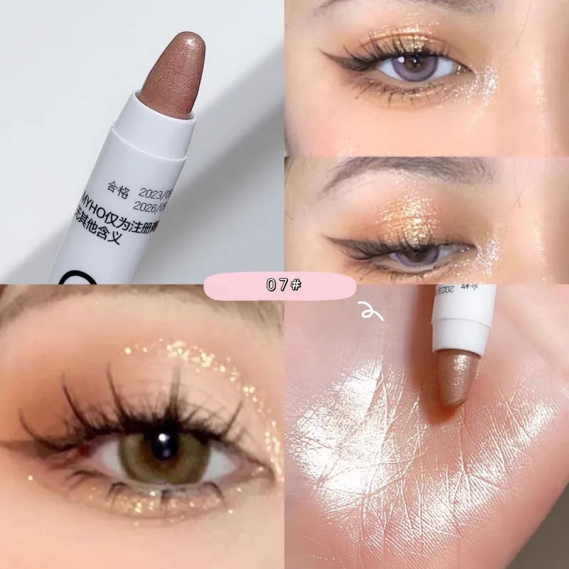 อายไลเนอร์สีขาว SHINY Glitter อายแชโดว์อายไลเนอร์ปากกา 13 สี Matte สีฟ้าสีม่วงสีชมพู Eye Liner แต่งหน้ากระจ่างใส Silkworm