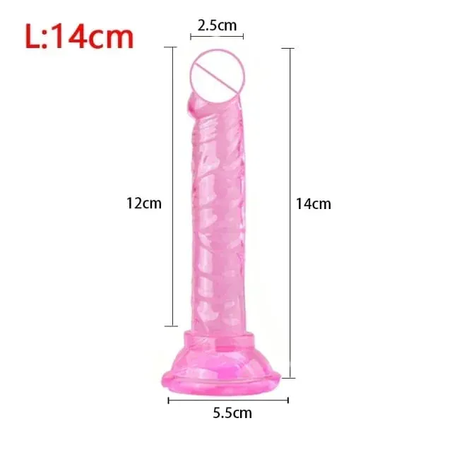 Realistic Dildos Crystal Pink Dildo with Strong Suction Cup Base Jelly Penis for Beginners Sex Toy for Women G Spot Clit Vaginal