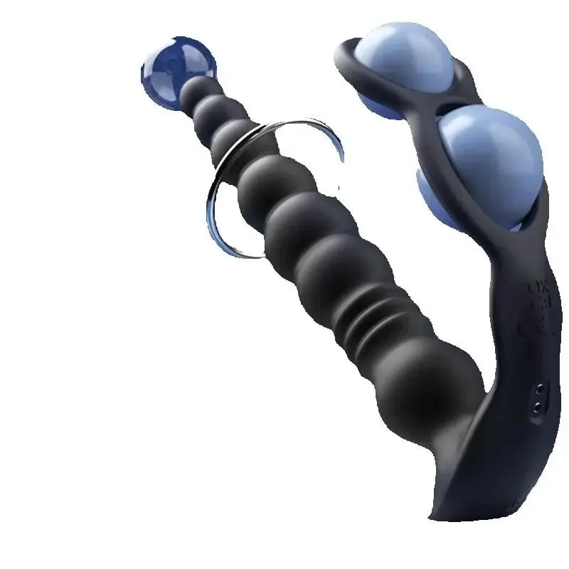 Fernbedienung Sex Spielzeug Verzögerung Ejakulation Lock Pull Perlen Teleskop Vibrierende Doppel Ringe Anal Prostata Stimulation Vergnügen — image 1
