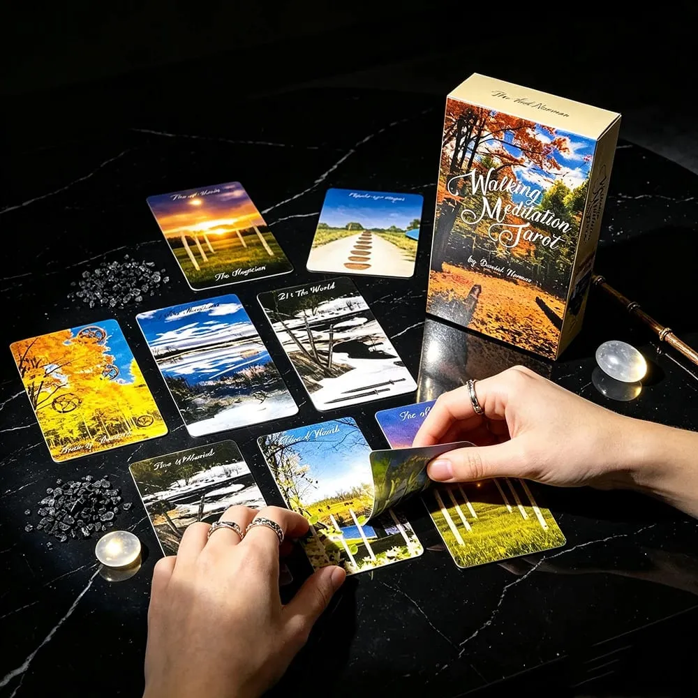 เดินสมาธิ Tarot Deck 78 การ์ดป่าธรรมชาติไพ่ทาโรต์ Divination Meditation Spiritual Guidance ของขวัญสำหรับคนรักไพ่ทาโรต์