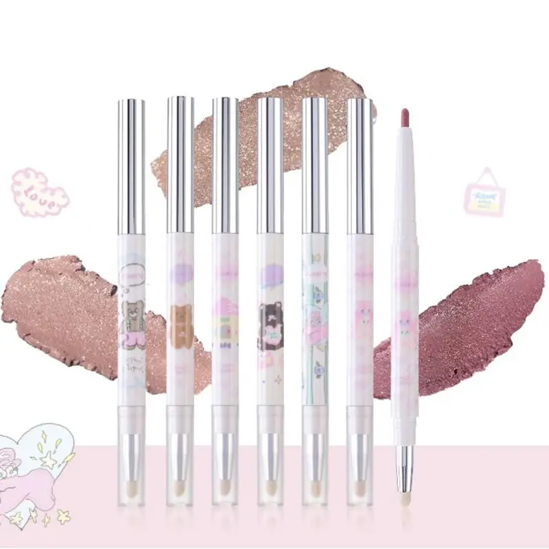 Eyeliner Jel Kalem Çift Kafa İpekböceği Farı Göz Farı Kalem Seti Kadınlar için Su Hattı Su Geçirmez Bulaşmaya Dayanıklı — image 2
