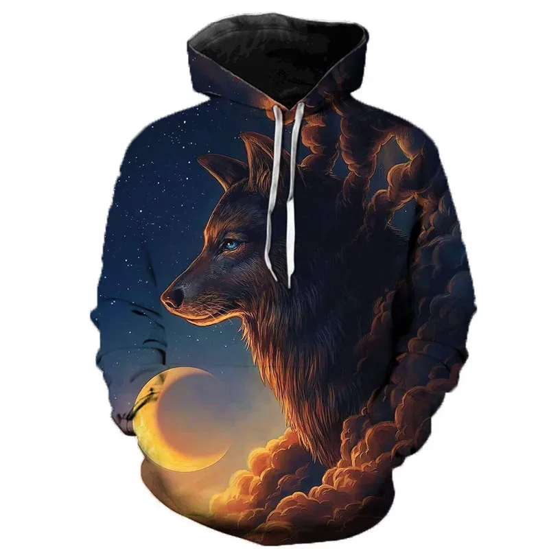 Mikiny 3D Wolf Pánské mikiny s kapucí Zvířecí potisk Teplákové soupravy Pánské/dámské Bundy Funny Hoody DropShipping — image 2