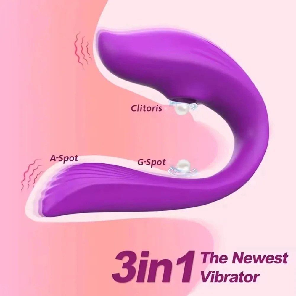 Kraftig sugende trådløs fjernbetjening Vibrator Bærbar U-formet dildo massageapparat Dobbelt klitoris stimulation par voksen sexlegetøj til kvinder — image 2