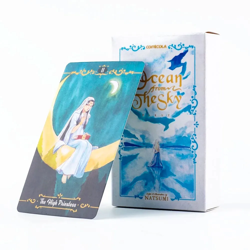 10.3*6ซม.มือวาดสีน้ำTarot Deck-Ocean From The Sky 78การ์ดสมาธิ & ที่ใช้งานง่ายคำแนะนำ — image 1