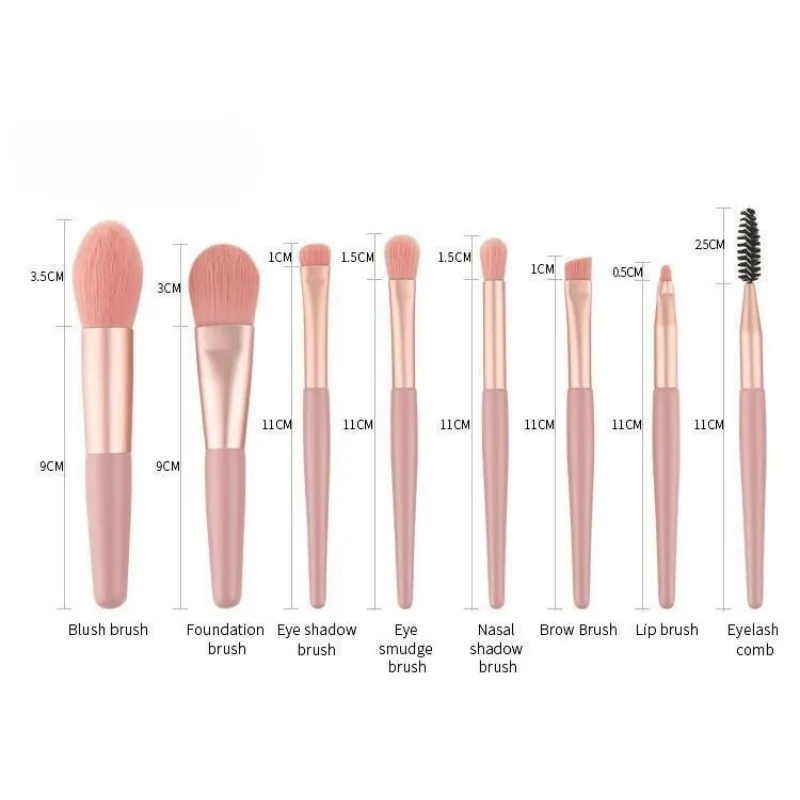 Sada 8 ks mini makaronových štětců na make-up Přenosné kosmetické nástroje pro začátečníky pro tvářenku na oční stíny Kompletní sada kosmetických štětců — image 5