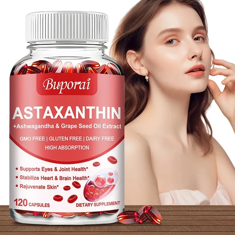Astaxanthin Capsules - Antioxidant Protection Supports Skin and Eye Health Relieves Eye Fatigue and Enhances Immunity