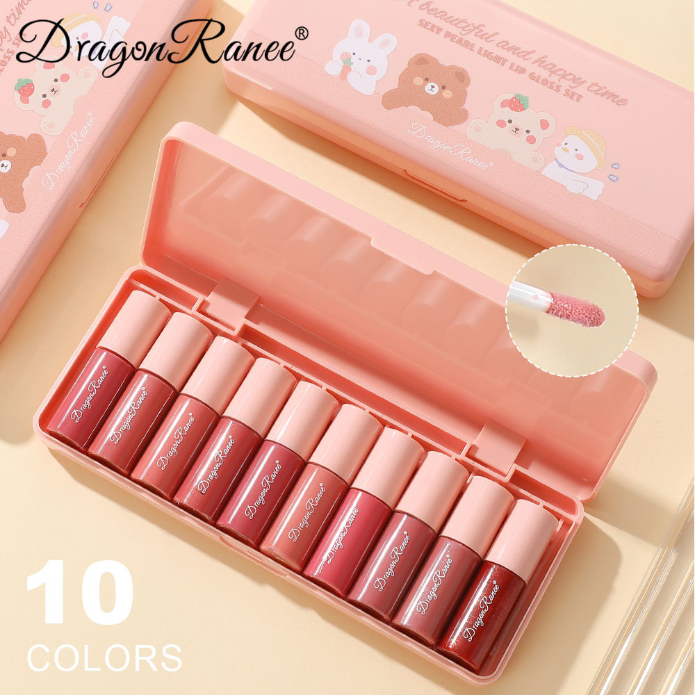10 Pz/scatola Mini Lip Gloss Set Impermeabile Del Fumetto Lip Smalto di Lunga Durata Idratante Specchio Rossetto Liquido Cosmetico Labbra Trucco — image 2