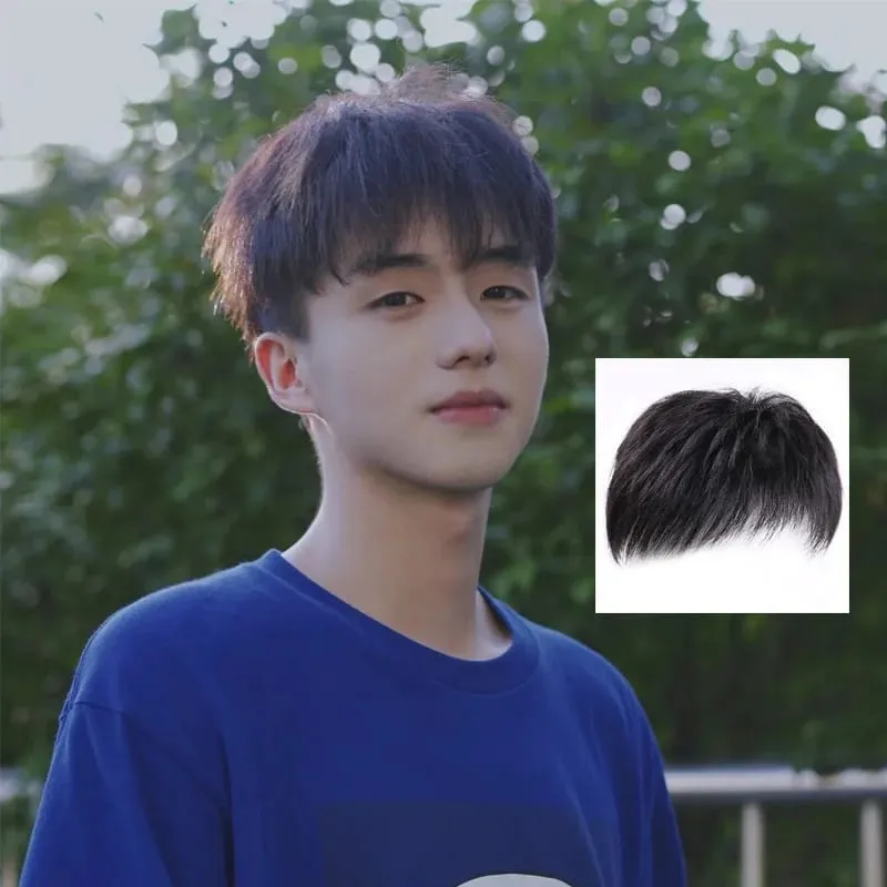 Parrucca maschile con clip per capelli corti, blocchi di ricambio superiori per la testa che coprono efficacemente con i capelli sintetici sostitutivi dei capelli circostanti — image 4