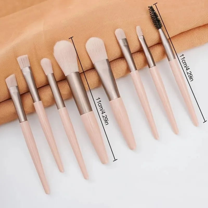 8 Make-up-Pinsel-Set und 2 Make-up-Schwamm-Set, geeignet für Frauen – weiche Nylonborsten, vollständige Abdeckung von Grundierung/Rouge/Lidschatten