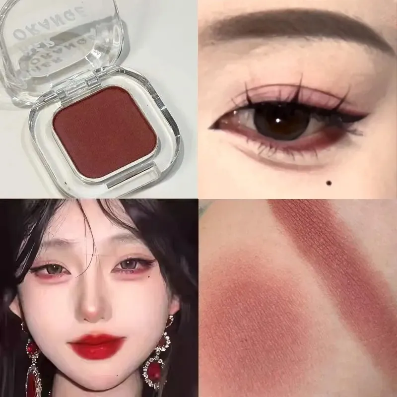 Red Brown Monochrome Eyeshadow Eyeliner Powder Palette Silky Matte Coral Red Lying Silkworm Eyeliner Waterproof Aegyo-sal Makeup — image 3