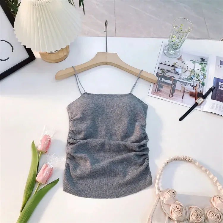 Laine douce rembourrée femme recadrée solide sans manches basique Streetwear haut Corset jeune femme vêtements