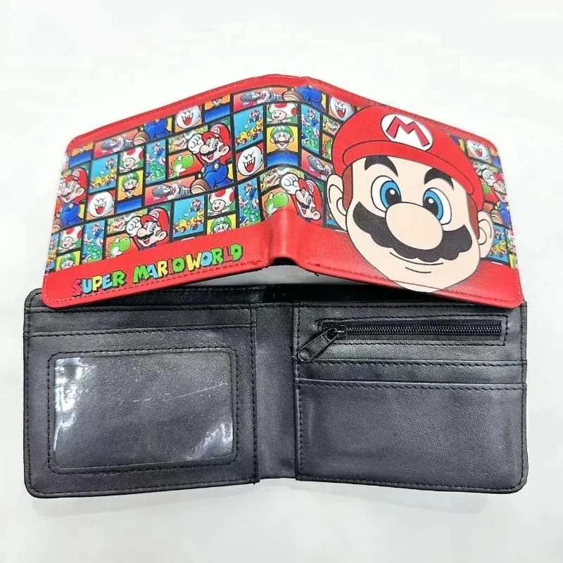 Super Mario สั้นกระเป๋าสตางค์นักเรียนบุคลิกภาพ Kawaii PU กันน้ำมัลติฟังก์ชั่พับสะดวกเปลี่ยนคลิป — image 4