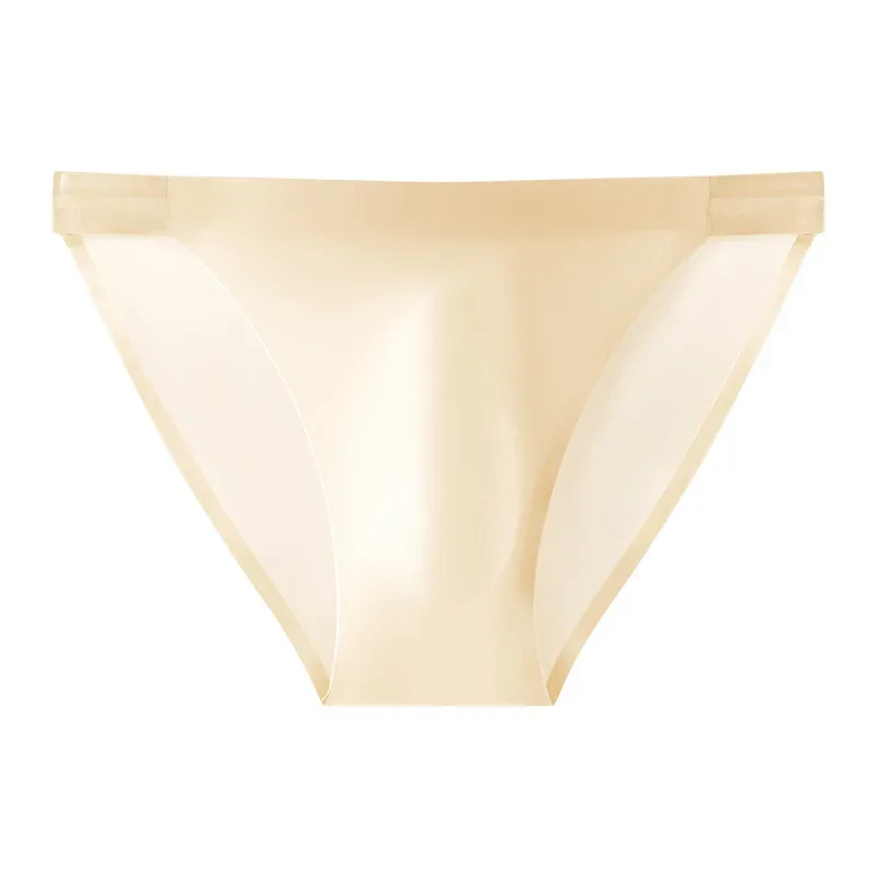 Slip da uomo senza cuciture ad asciugatura rapida Intimo tinta unita Seta di ghiaccio Mutande leggere e sottili Mutandine sexy traspiranti 3D Pouch Undies