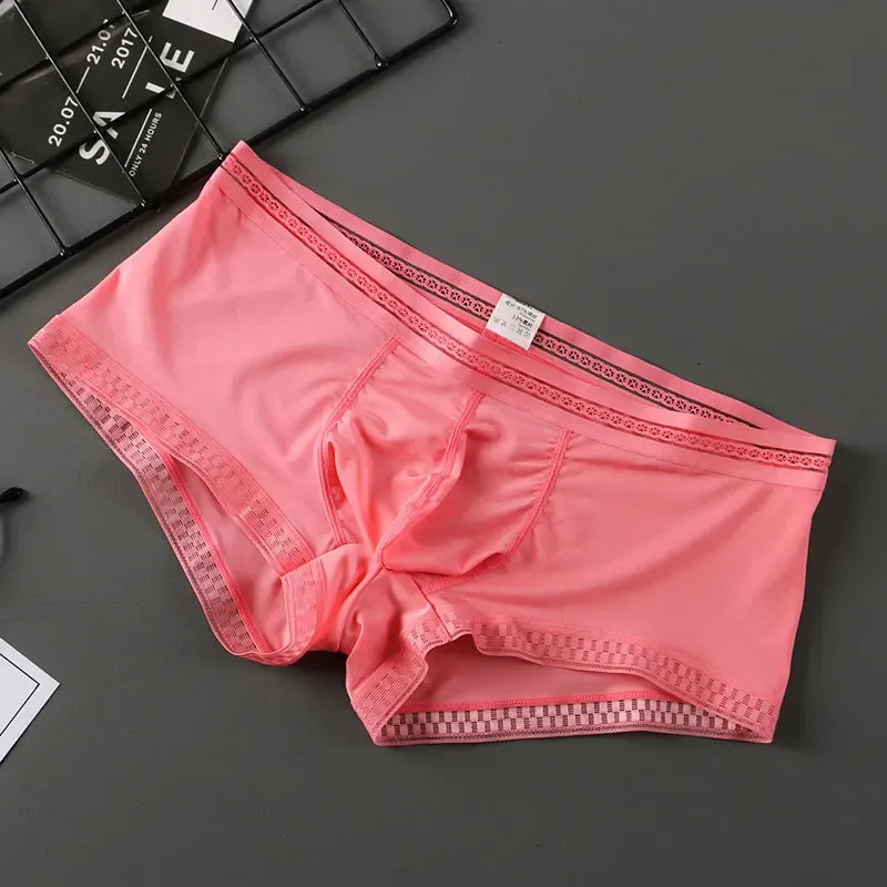 Hot Selling Ice Silk Men Underwear Seamless Transparent Boxer Shorts Ultra-thin Breathable Comfortable Panties Underpants — image 1