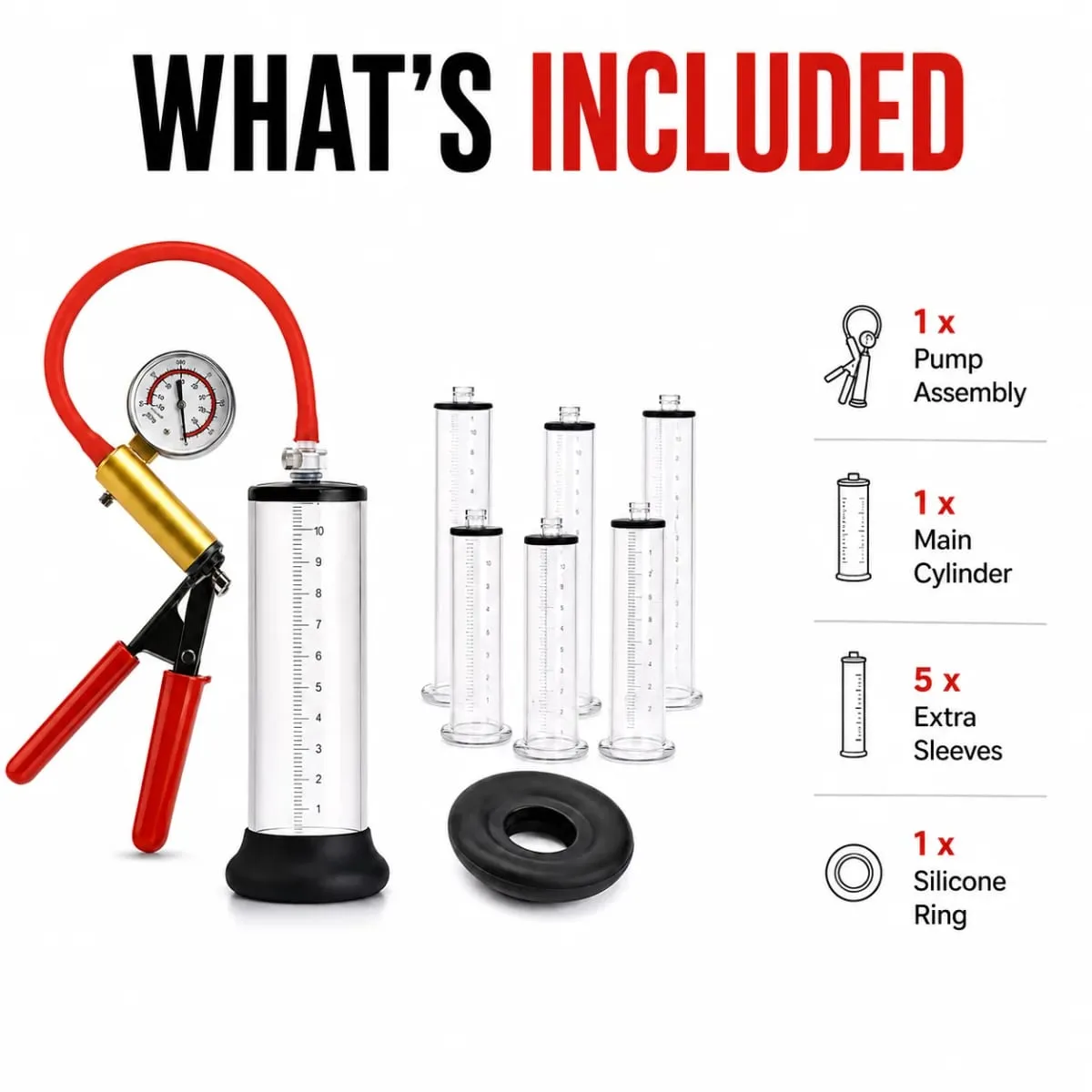 Manual Acrylic Penis Pump for Men with Pressure Gauge Clear Cylinders Vacuum Enlargement Masturbation Trainer Adult Sex Toy Set — image 5
