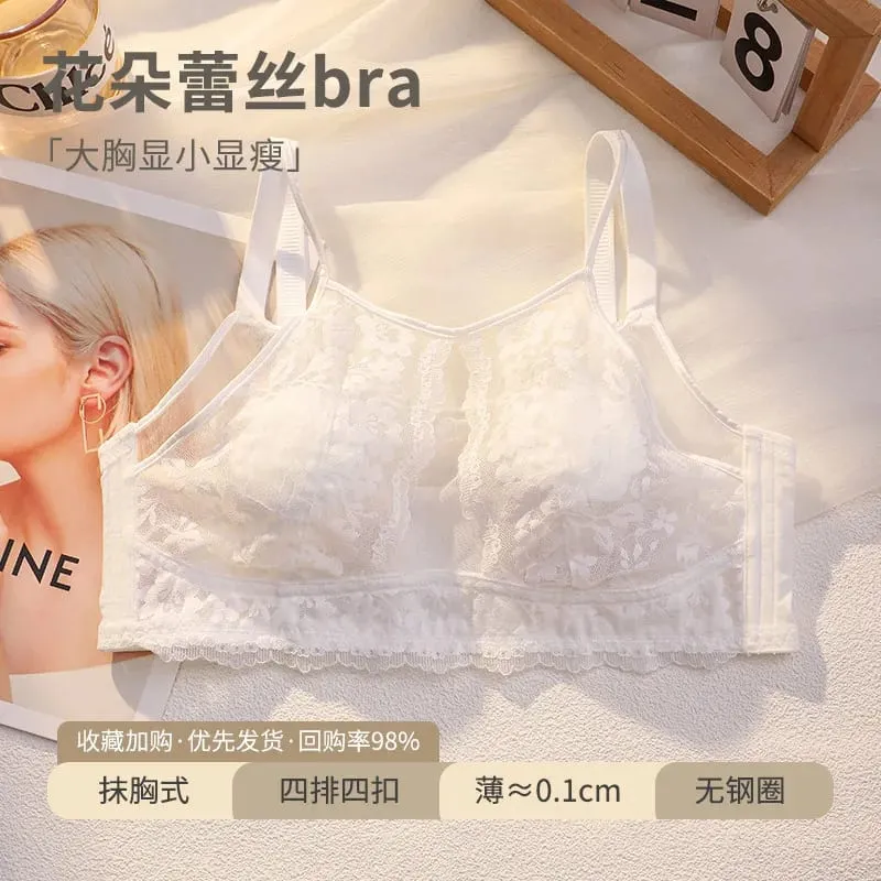 French Style Lace Strapless Bra For Women Large Bust Minimizer Slimmer Sexy Beautiful Back Comfort Lingerie Size 34-44 M-XXXXL — image 9