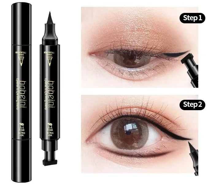 Flüssiger Eyeliner-Stift, super wasserfest, schwarz, doppelköpfiger Stempel, langlebiger Eyleliner, Katzenauge, Maquiagem, kosmetisches Make-up-Werkzeug — image 4