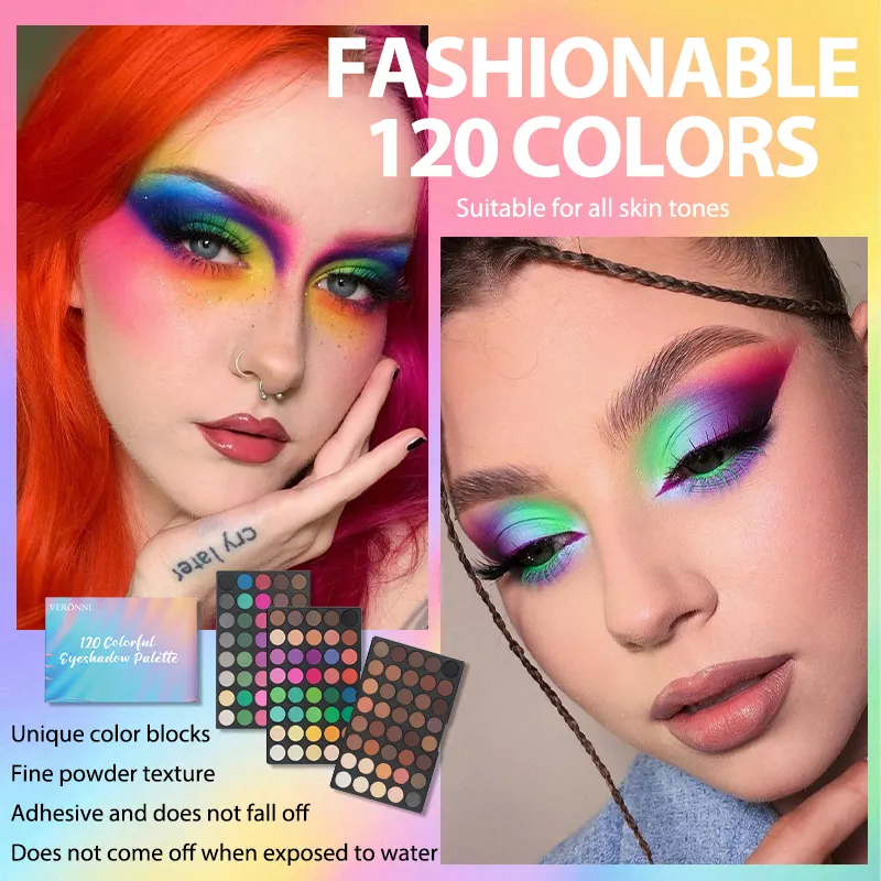 Palette di ombretti a 3 strati da 120 colori Kit di trucco opaco e brillante tutto in uno Regalo cosmetico altamente pigmentato a lunga durata — image 5