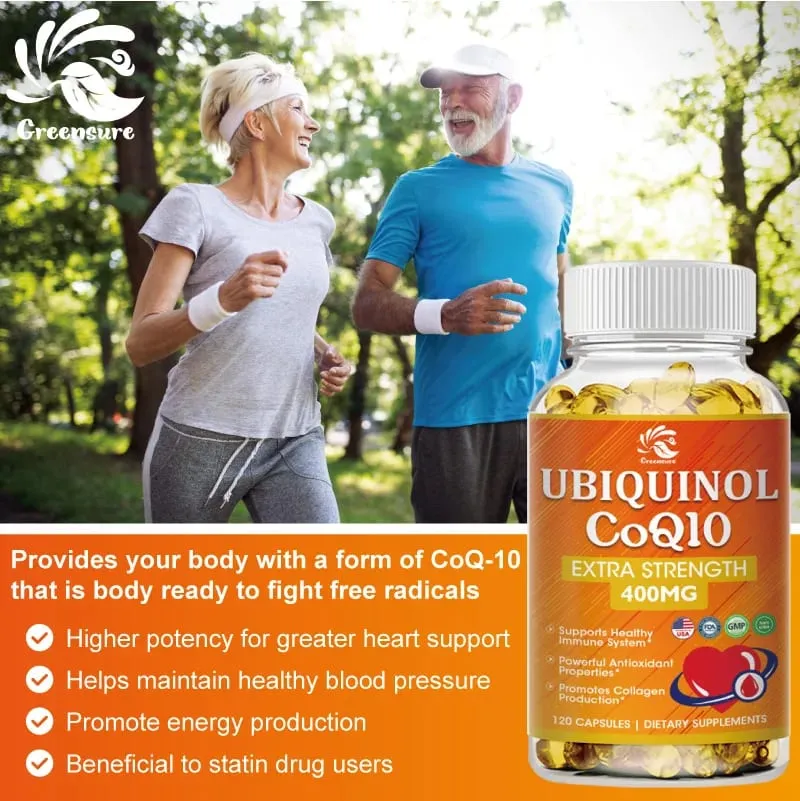 Greensure 400 mg wchłanialnego koenzymu Q10 w kapsułkach 60/120 kapsułek roślinnych - przeciwutleniacz ochronny