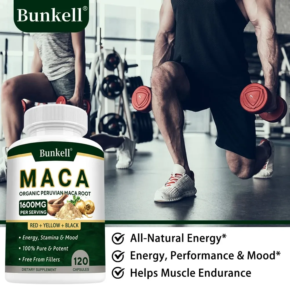 Capsule di radice di maca biologica 1600 mg - Nero Rosso Giallo Maca Performance vitale e supporto della massa muscolare per uomini e donne — image 4