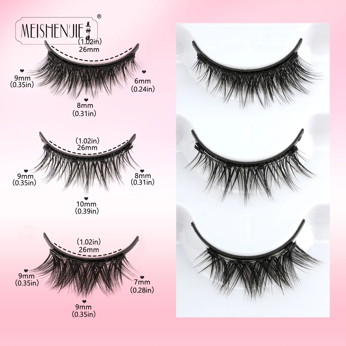 1/3 คู่ Magnetic Eye Lashes ขนตาทำด้วยมือ Soft Reusable Magnetic Lashes ดูธรรมชาติ 3D False Lashes แต่งหน้าแหนบชุด — image 3