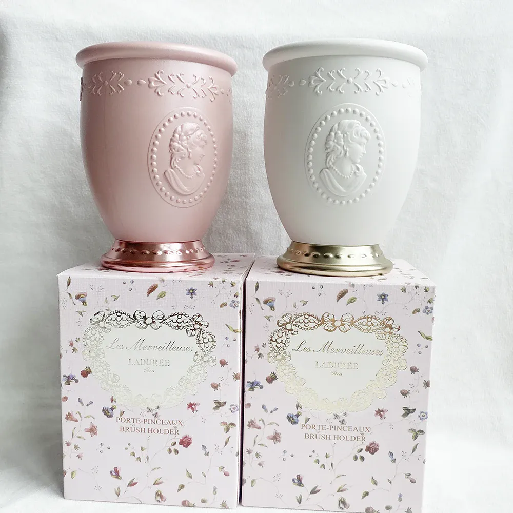 Porta pennelli Laduree Queens Bianco Rosa Lussuosi pennelli per trucco Cilindri Contenitori per la conservazione — image 5