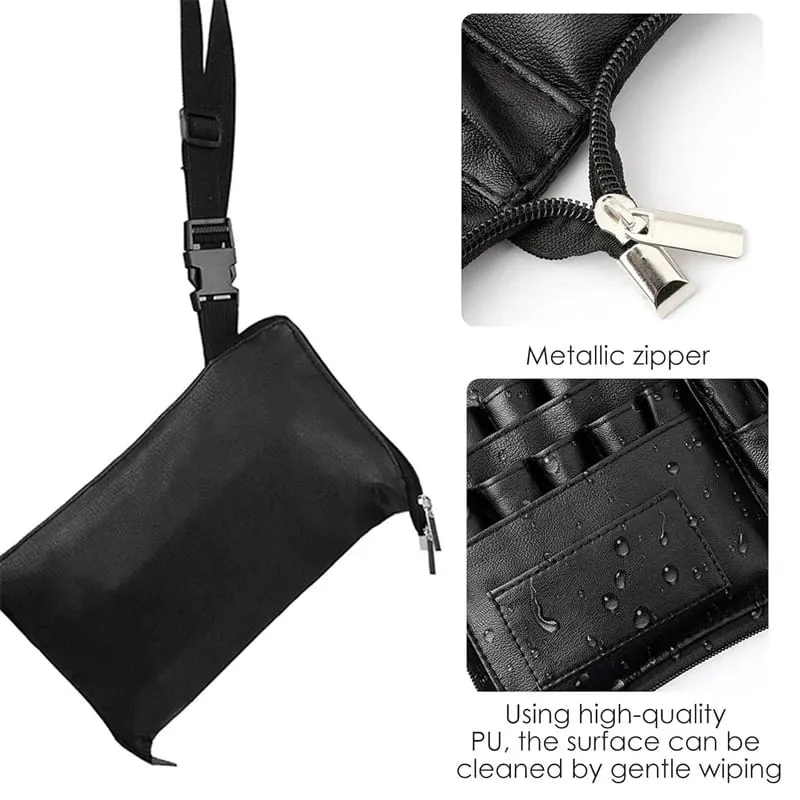 24 Pockets Makeup Brushes Storage Waist Bags With Artist Belt Strap Zipper Large Capacity Foldable PU Makeup Tools Storage Bag — image 6
